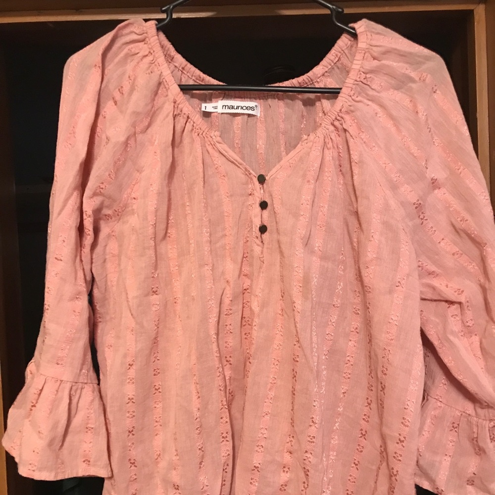 Rose gold colored top. 1X.